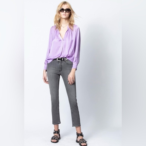 Zadig & Voltaire Tink Satin Pull Over top Purple - Picture 10 of 10